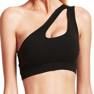 Asymmetrical One Shoulder Women's Black Small Sports Bra